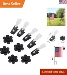 Ultimate Garden Flag Support: 10-PACK Rubber Stoppers & Clips For Windy Days. Fixed Price $9.99.