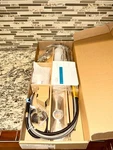Premier Single Handle Pull Down Kitchen Sink Faucet With Soap Dispenser, New. Fixed Price $115.00.