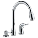 Delta Kate 16970-SD-DST Pull-down Kitchen Faucet With Soap Dispenser Chrome. Fixed Price $264.10.