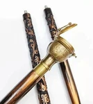 Antique Handmade Carved Wooden Cane Sundial Compass Brass Handle Walking Stick. Fixed Price $47.61.