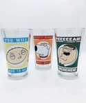 Vtg 2011 Family Guy Pint Glasses Set Of 3 Peter, Stewie, Brian - Icup Fox Usa. Fixed Price $32.00.