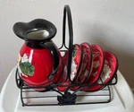 Chef Style Water Jug & Saucers Set. Fixed Price $35.00.