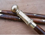 Antique Brass Sword Handle Walking Cane Wooden Shaft Decorative Gentlemen. Fixed Price $41.00.