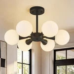 Stylish Sputnik Chandelier Black Semi Flush Mount With Milk White Glass (6-LIGHT. Fixed Price $311.99.