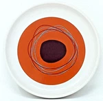 Creative Bath Products Dot Swirl Pattern Ceramic Soap Dish White Orange Brown. Fixed Price $10.94.