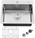 20" Stainless Steel Drop-in Kitchen Sink Deep Single Bowl For Outdoors. Fixed Price $219.99.