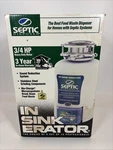 Insinkerator Septic Assist 3/4 Hp Household Garbage Disposer Original Box Usa. Fixed Price $250.00.