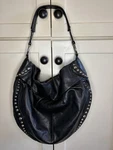 Makowsky Black Pebbled 100% Genuine Leather & Silver Studded Hobo Bag Purse. Fixed Price $59.99.