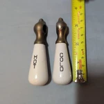 Antique Porcelain Brass Lever Fixtures Hot & Cold Faucet Handles Salvage. Fixed Price $27.94.