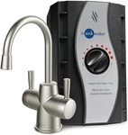 Instant Hot & Cold Water Dispenser, Satin Nickel, 2-HANDLE Faucet, Stainless Ste. Fixed Price $664.99.