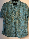 Woman 2 Xl Pete Huntington Button Up Hawaiian Short Sleeve 100% Cotton Shirt. Fixed Price $11.00.