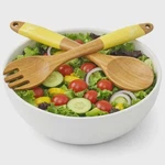 Fiestaware Salad Servers Tongs Bamboo Utensils Sunflower Yellow Spoonfork. Fixed Price $45.00.