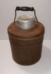 Vintage Metal Ceramic Stoneware Porcelain Lined Water Jug Cooler Lid Wood Handle. Fixed Price $24.95.