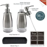 Elegant Glass Soap Dispenser Bathroom Set - Brushed Nickel. Fixed Price $43.99.