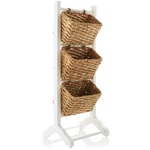 3-TIER Floor Stand Wicker Storage Basket Bins, Organizer For Bathroom, Kitchen. Fixed Price $93.99.