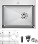 Ougoo Kitchen Sink 22X18X9" Drop-in 304 Stainless Steel Centre-offset Brushed. Fixed Price $159.00.