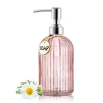 16OZ Fashion Stripe Clear Glass Refillable Soap Dispenser With 304 Stainless .... Fixed Price $14.48.
