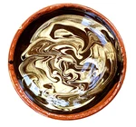 Colonial Williamsburg Restoration Pottery Redware Slip Swirl Crimped Dish Bowl. Fixed Price $24.99.