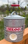 Vintage 2 Gallon Igloo Water Cooler - Galvanized Steel. Fixed Price $28.00.