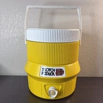 Vintage Rare Yellow Cooler Hamilton Skotch Kooler 2 Gallon Water Jug + Food Tray. Fixed Price $16.99.