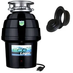 Eco Logic 3/4 Hp Continuous Feed Garbage Disposal, Black Sink Flange & Stopper. Fixed Price $169.99.
