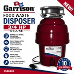 Garrison 3/4 Hp Food Waste Disposer 3580496 Garbage Disposal Deluxe New. Fixed Price $84.99.