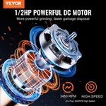 Garbage Disposal, 1/2HP 3450RPM Continuous Feed Food Waste Disposer, Ez Connect. Fixed Price $140.82.