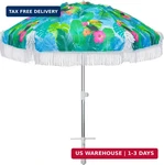 Ammsun 6.5FT Heavy Duty High Wind Fringe Beach Umbrella With Sand Anchor Vent Ti. Fixed Price $91.04.