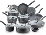 T-fal Ultimate Hard Anodized Nonstick 17 Piece Cookware Set, Black. Fixed Price $299.00.