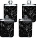 Black Texture Qtip Dispenser Apothecary Jars Nature 4PCS, MARBLE25. Fixed Price $31.75.