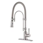 Single Handle Deck Mount Gooseneck Pull Down Sprayer Kitchen Faucet. Fixed Price $180.87.
