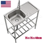 Stainless Steel Outdoor Kitchen Sink With Faucet Hand Washing Station Cool Water. Fixed Price $79.99.