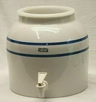 Springwell Stoneware Art Pottery Jug Ceramic Crock Water Dispenser Blue Stripes. Fixed Price $99.99.