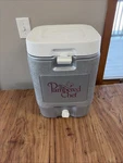 Vintage Pampered Chef Coleman Water Jug Cooler 5 Gallon Drink W/ Spigot Spout. Fixed Price $89.00.