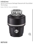 Insinkerator Pro 750 Garbage Disposal 3/4 Hp Evolution Series - New. Fixed Price $200.00.