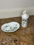 Vintage Ivy Floral Soap Dispenser Pump & Matching Dish Bathroom Set. Fixed Price $16.99.
