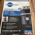 Insinkerator Evolution Space Saver Xp 3/4 Hp Dura Garbage Disposal New Open Box. Fixed Price $289.00.