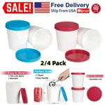 2/4PACK Ice Cream Containers Freezer Storage Tubs 1 Qt Reusable W/ Lid. Fixed Price $14.86.