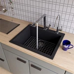 Pemberly Row Black 24" Drop-in Single Bowl Granite Composite Kitchen Sink. Fixed Price $533.90.