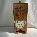 Vintage Wooden Tea Bag Holder Wall Mount Honey Bear Folk Art Country Kitchen. Fixed Price $18.74.