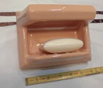 Vintage *dark Peach* Ceramic Soap Dish With Grab Bar By The Fairfacts Co. Nos. Fixed Price $68.55.