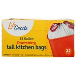 Pack Life Goods Happy Home 13 Gallon Drawstring Tall Kitchen Bags, 22 Ct. Fixed Price $27.94.