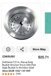Sinkology TB35-04 Sinksense 3.5 In. Heavy Duty Kitchen Drain. Fixed Price $17.00.