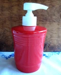 Homer Laughlin Co., Contemporary Fiesta Cherry Red Hand Soap Pump Dispenser, Usa. Fixed Price $29.99.